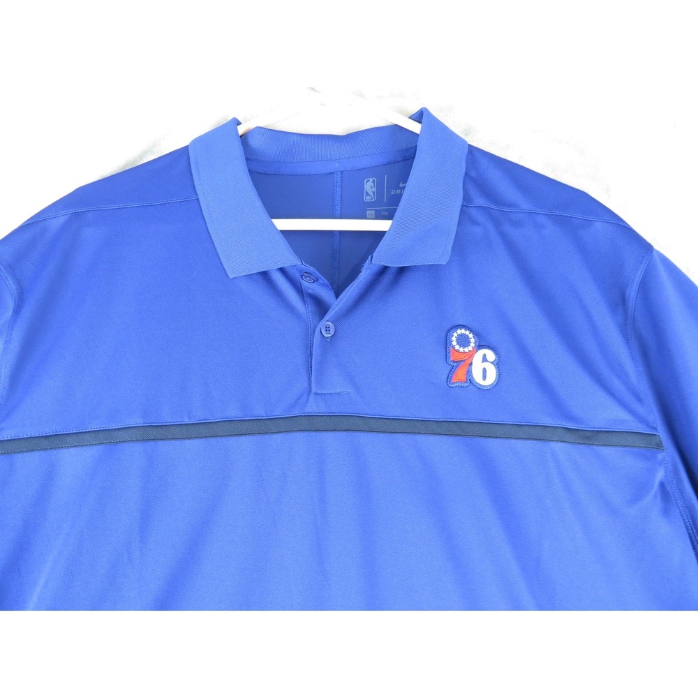 Nike Philadelphia 76ers Shirt Men' 2XL Blue NBA Basketball Dri‎ Fit Short Sleeve